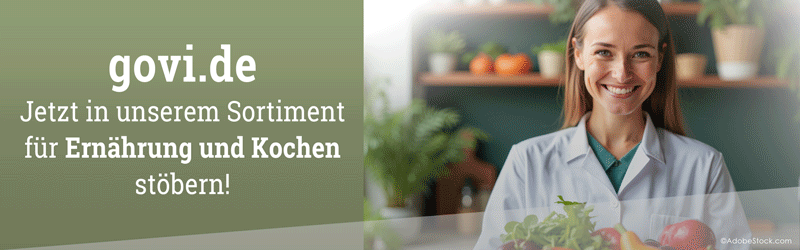 "govi.de Jetzt in unserem Sortiment für Ernährung und Kochen stöbern!" "Der Buchshop für pharmazeutische Literatur und mehr!" - Gif mit Werbung für govi.de